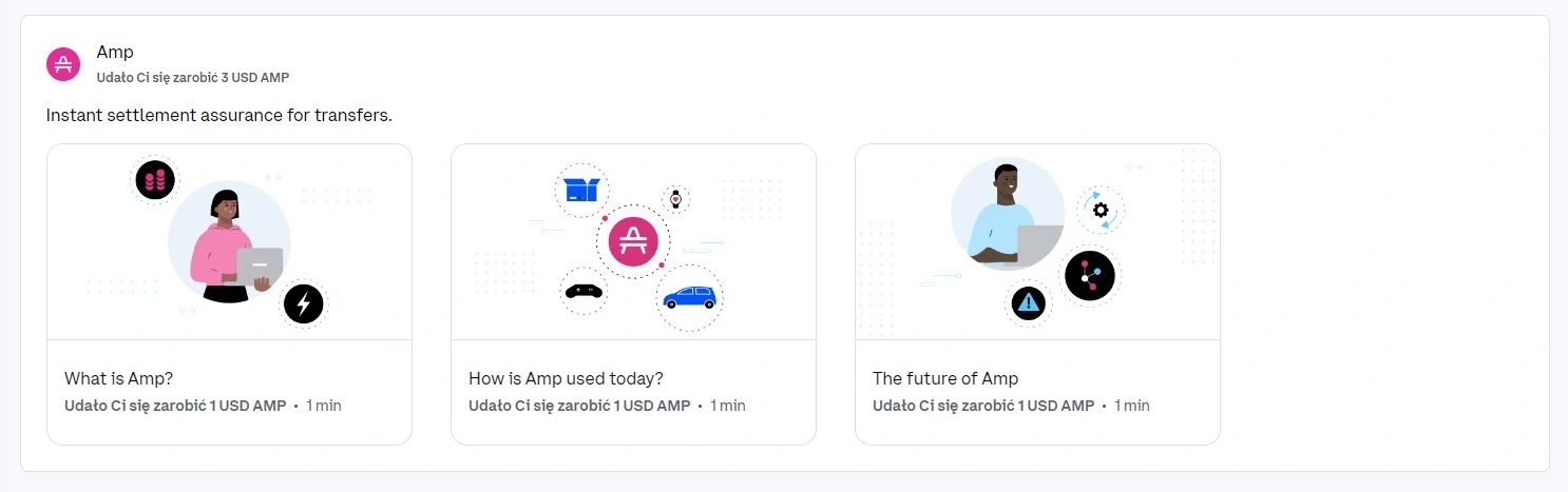 Coinbase quiz wiedza o kryptowalucie AMP