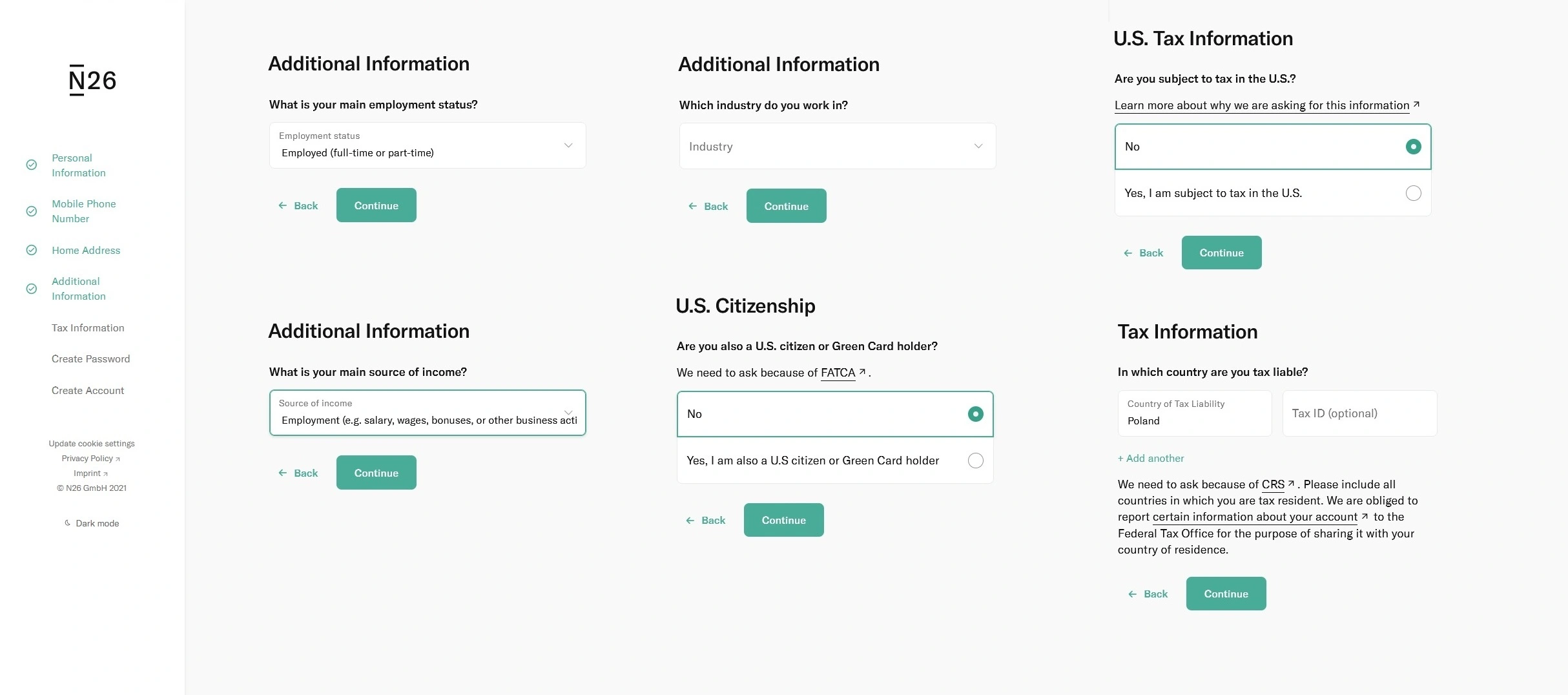 Rejestracja N26 - dodatkowe informacje